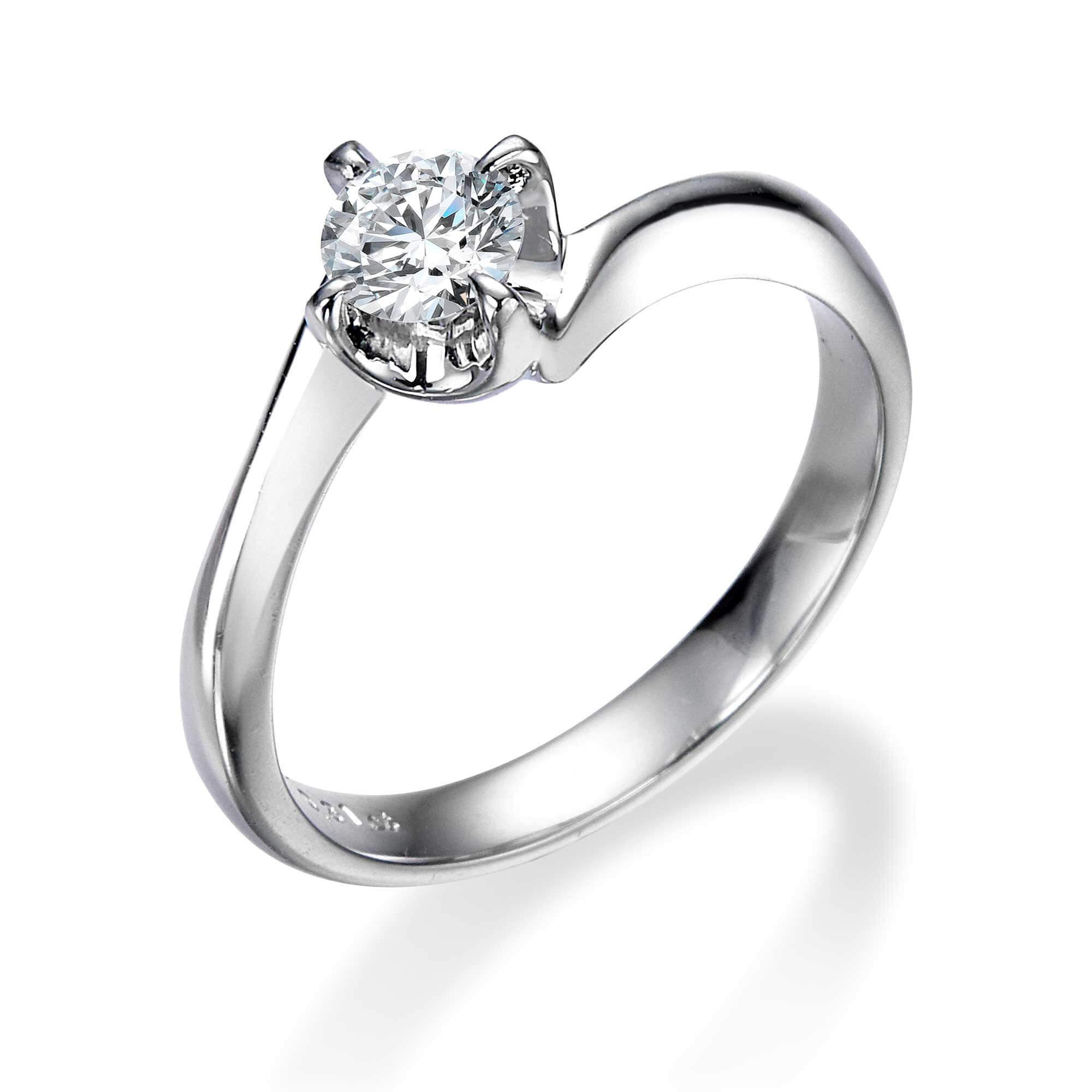 4本爪ウェーブラインラウンドダイヤモンドリング | 結婚指輪・婚約指輪 ...