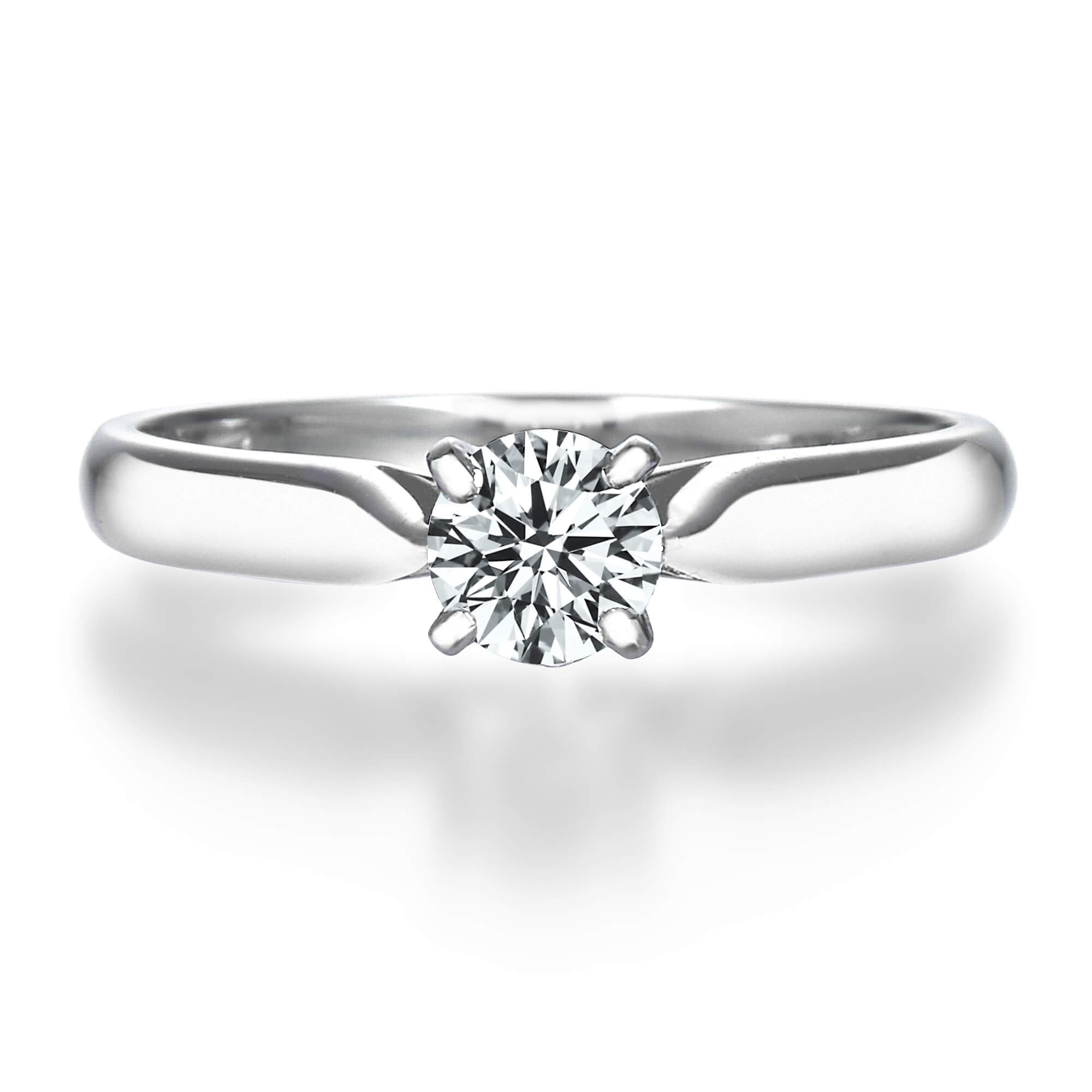 4本爪テーパードラウンドダイヤモンドリング 結婚指輪 婚約指輪のqdm