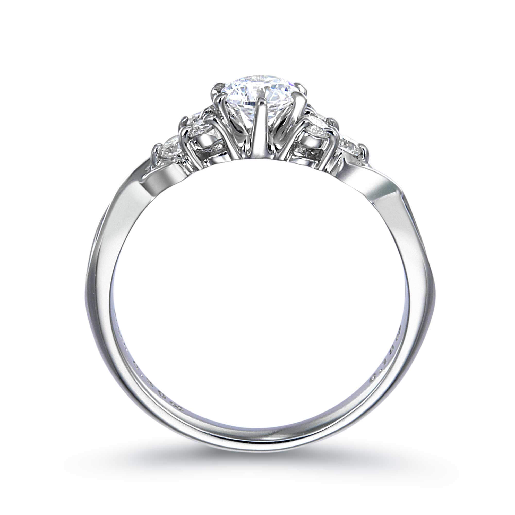 6本爪サイドストーンラウンドダイヤモンドリング | 結婚指輪・婚約指輪
